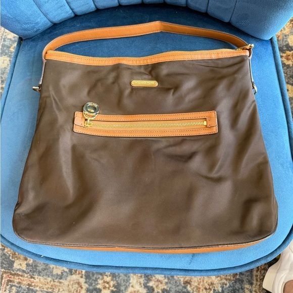 Michael Kors Handbags - Michael Kors Brown Nylon & Leather Trim Shoulder Bag w/ Crossbody Strap
